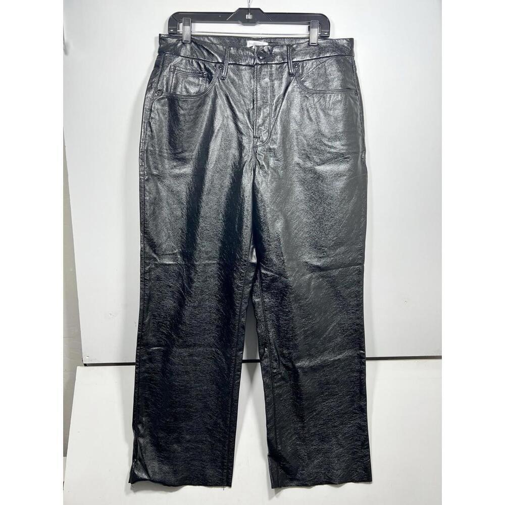 Good American Women’s 12/42 Good Classic Textured Vinyl Pants Black Faux Leather